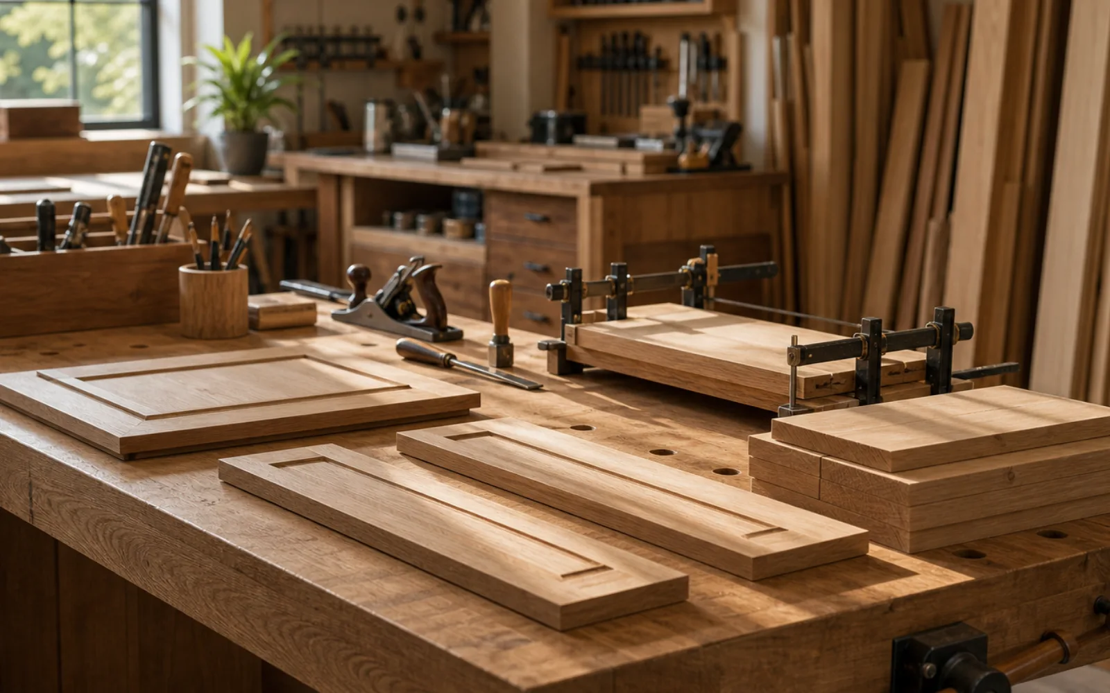 Furniture packing area with protected finished pieces