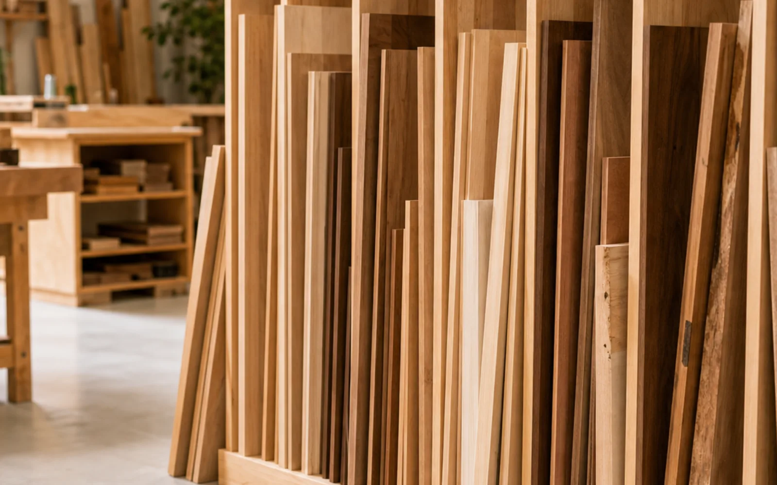 Custom wooden kitchen cabinet system in warm light