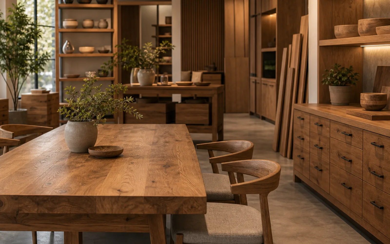 Custom retail furniture fixture in a workshop showroom